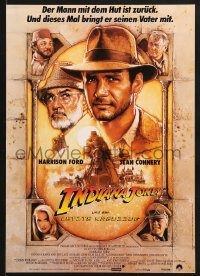 9t082 INDIANA JONES & THE LAST CRUSADE German 12x17 1989 Harrison Ford, Sean Connery, Spielberg