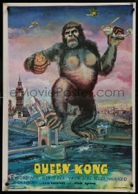 9t058 QUEEN KONG Iranian 1977 fantastic art of giant ape terrorizing Big Ben in London!