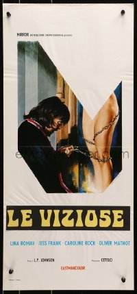 9t951 EXORCISM & BLACK MASSES Italian locandina 1974 wild Ferrari art of sexy bound girl & killer!