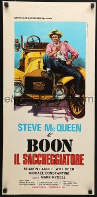 9t980 REIVERS Italian locandina R1975 great different Ciriello art of Steve McQueen sitting on car!