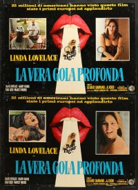9t892 DEEP THROAT group of 2 Italian 18x26 pbustas 1976 how far does Linda Lovelace have to go!
