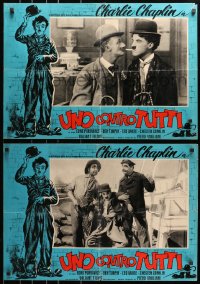 9t880 ONE AGAINST ALL group of 4 Italian 19x27 pbustas 1962 wonderful images of Charles Chaplin!