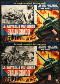 9t852 STALINGRAD DOGS DO YOU WANT TO LIVE FOREVER group of 8 Italian 18x27 pbustas R1966 WWII!