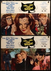 9t901 WHAT'S NEW PUSSYCAT group of 2 Italian 19x27 pbustas 1965 Woody Allen, O'Toole & sexy babes!