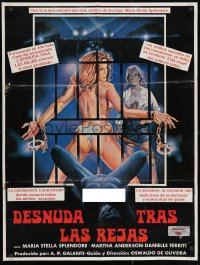 9t033 A PRISAO Mexican poster 1980 Maria Stella Splendore, women in prison & sexy border art!