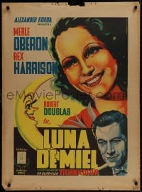 9t037 OVER THE MOON Mexican poster 1940 Merle Oberon, Harrison, Juan Antonio Vargas Ocampo art!