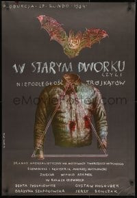 9t816 W STARYM DWORKU Polish 27x38 1985 cool Waniek art of bloodied shirt & vampire bat!