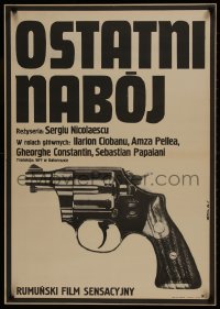 9t737 LAST BULLET Polish 23x33 1974 Sergiu Nicolaescu, cool Erol artwork of revolver!