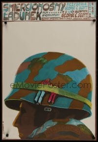 9t748 RAGE Polish 23x33 1974 wild Sawka art of soldier with people strapped to helmet!