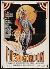 9t020 FLESH GORDON South American 1974 sexy sci-fi spoof, wacky erotic super hero art by George Barr!
