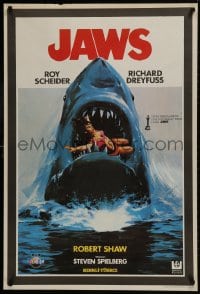 9t067 JAWS Turkish 1981 best different art of classic man-eating shark with sexy girl in mouth!