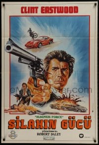 9t068 MAGNUM FORCE Turkish 1973 different art of Clint Eastwood pointing his huge gun by Omer Muz!