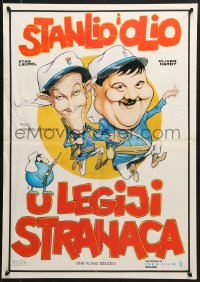 9t281 FLYING DEUCES Yugoslavian 19x27 R1978 great artwork of Stan Laurel & Oliver Hardy!