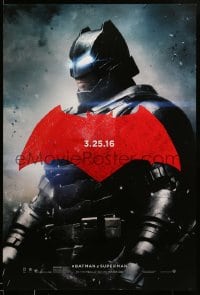 9w547 BATMAN V SUPERMAN teaser DS 1sh 2016 cool image of armored Ben Affleck in title role!