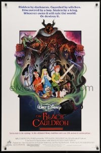 9w561 BLACK CAULDRON advance 1sh 1985 first Walt Disney CG, cool fantasy art by Paul Wenzel!