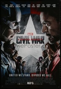 9w575 CAPTAIN AMERICA: CIVIL WAR advance DS 1sh 2016 Marvel Comics, Chris Evans, Robert Downey Jr.!