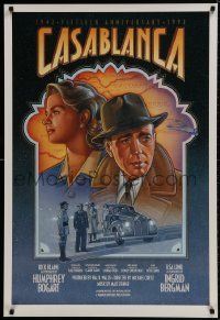 9w193 CASABLANCA 27x40 video poster R1992 Humphrey Bogart, Ingrid Bergman, Curtiz classic, LeFleur art!