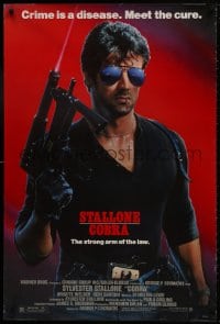 9w587 COBRA 1sh 1986 crime is a disease and Sylvester Stallone is the cure!