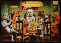 9w237 DOGS PLAYING POKER 19x27 Italian commercial poster 1990s art of dogs playing poker by Dom!