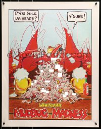 9w245 LOUISIANA MUDBUG MADNESS 21x27 commercial poster 1982 Ballard art of crayfish easting humans!