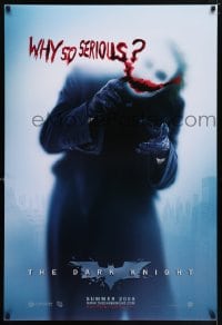 9w596 DARK KNIGHT teaser DS 1sh 2008 great image of Heath Ledger as the Joker, why so serious?