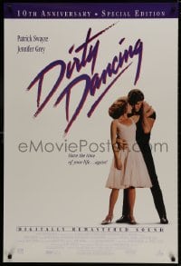 9w610 DIRTY DANCING 1sh R1997 classic image of Patrick Swayze & Jennifer Grey in sexy embrace!