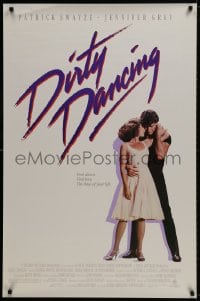 9w609 DIRTY DANCING 1sh 1987 great classic image of Patrick Swayze & Jennifer Grey dancing!