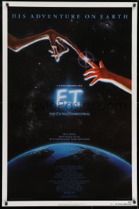 9w622 E.T. THE EXTRA TERRESTRIAL 1sh 1983 Drew Barrymore, Spielberg, Alvin art, continuous release!