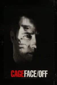 9w628 FACE/OFF int'l teaser DS 1sh 1997 John Travolta & Nicholas Cage, only one will survive!
