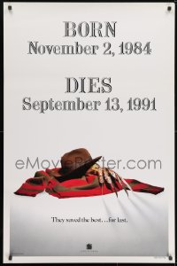 9w648 FREDDY'S DEAD style A teaser 1sh 1991 cool image of Krueger's sweater, hat, and claws!