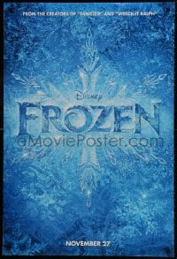 9w651 FROZEN advance 1sh 2013 voices of Kristen Bell, Alan Tudyk, cool images of snowflakes!