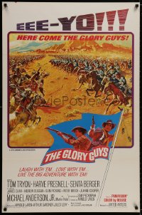 9w657 GLORY GUYS style B 1sh 1965 Sam Peckinpah, epic Civil War battle art by Frank McCarthy!