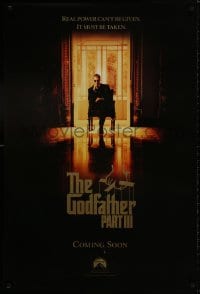 9w660 GODFATHER PART III teaser DS 1sh 1990 best image of Al Pacino, directed by Francis Ford Coppola