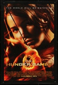 9w693 HUNGER GAMES advance DS 1sh 2012 cool image of Jennifer Lawrence as Katniss!