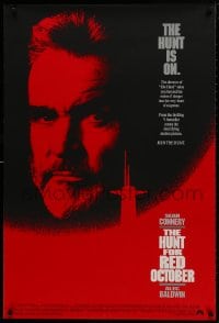 9w694 HUNT FOR RED OCTOBER int'l DS 1sh 1990 Russian submarine captain Sean Connery, the hunt is on!