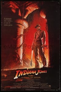 9w700 INDIANA JONES & THE TEMPLE OF DOOM 1sh 1984 art of Harrison Ford by Bruce Wolfe, NSS style!