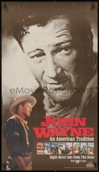9w198 JOHN WAYNE AN AMERICAN TRADITION 21x36 video poster 1990 great art & image of The Duke!