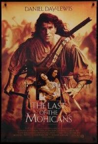 9w732 LAST OF THE MOHICANS 1sh 1992 Daniel Day Lewis as adopted Native American!