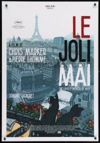 9w734 LE JOLI MAI 1sh R2013 Chris Marker, great artwork of Paris & cats by Jean-Philippe Stassen!