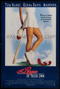 9w736 LEAGUE OF THEIR OWN int'l DS 1sh 1992 Tom Hanks, Madonna, Davis, women's baseball!