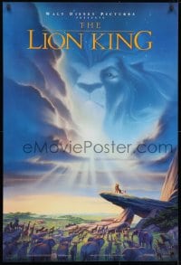 9w744 LION KING DS 1sh 1994 Disney Africa, John Alvin art of Simba on Pride Rock with Mufasa in sky