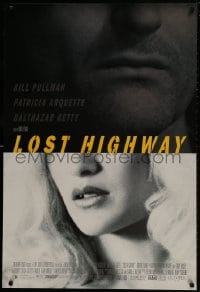9w749 LOST HIGHWAY 1sh 1997 David Lynch, split image of Bill Pullman & Patricia Arquette!