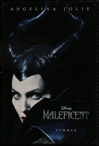 9w757 MALEFICENT teaser DS 1sh 2014 cool close-up image of sexy Angelina Jolie in title role!