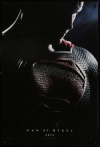 9w760 MAN OF STEEL teaser DS 1sh 2013 close-up of Henry Cavill in the title role as Superman!