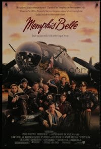 9w768 MEMPHIS BELLE DS 1sh 1990 Matt Modine, Sean Astin, cool cast portrait by WWII B-17 bomber!
