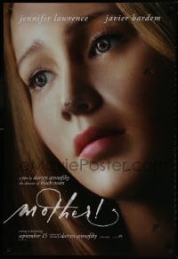 9w778 MOTHER! teaser DS 1sh 2017 Bardem, wild image of Jennifer Lawrence in title role cracking!