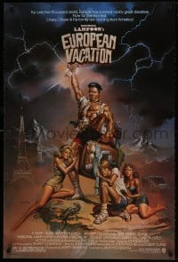 9w784 NATIONAL LAMPOON'S EUROPEAN VACATION 1sh 1985 Chevy Chase, wacky fantasy art by Vallejo!