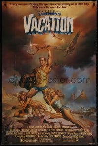 9w785 NATIONAL LAMPOON'S VACATION studio style 1sh 1983 Chevy Chase and cast by Boris Vallejo!