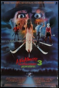 9w793 NIGHTMARE ON ELM STREET 3 1sh 1987 cool horror art of Freddy Krueger by Matthew Peak!