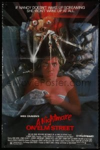 9w791 NIGHTMARE ON ELM STREET 1sh 1984 horror, art of Langenkamp & Robert Englund by Matthew Peak!
